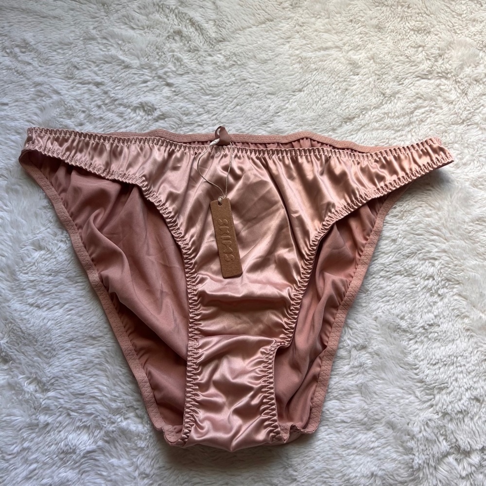 Skims Satin Bikini Briefs Rose Gold Pink PN-BIK-1456 Women Size 3X NEW